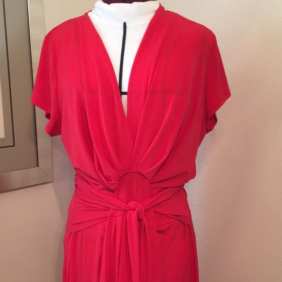 Michael Kors womens red semi formal maxi wrap dress. Size 2x - Picture 2 of 14